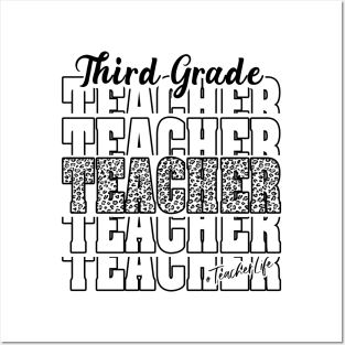 Funny Third Grade Teacher School Matching Teaching Leopard Posters and Art